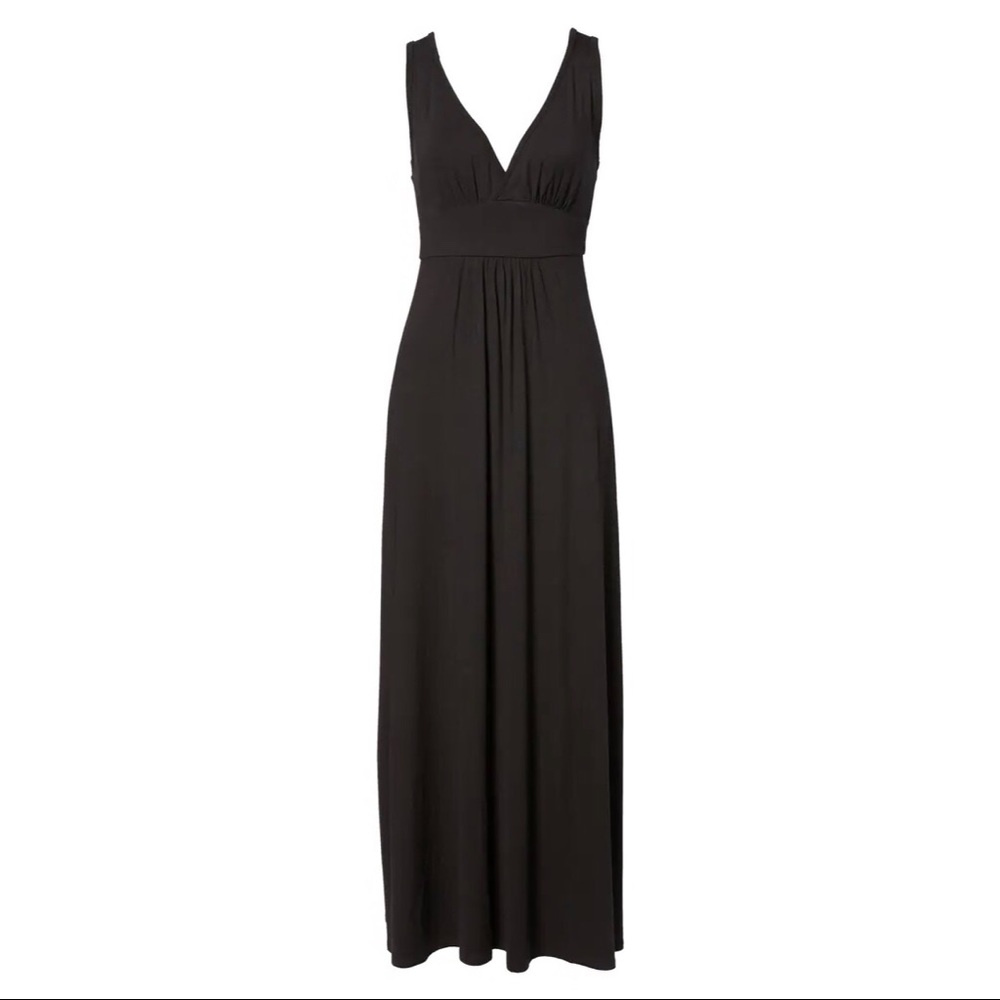 BLACK V NECK JERSEY MAXI DRESS (MP) - NWOT